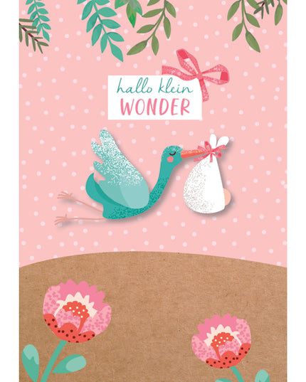Wenskaart hallo klein wonder meisje