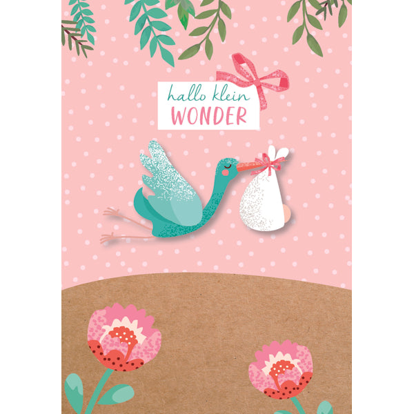 Wenskaart hallo klein wonder meisje