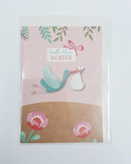 Wenskaart hallo klein wonder meisje