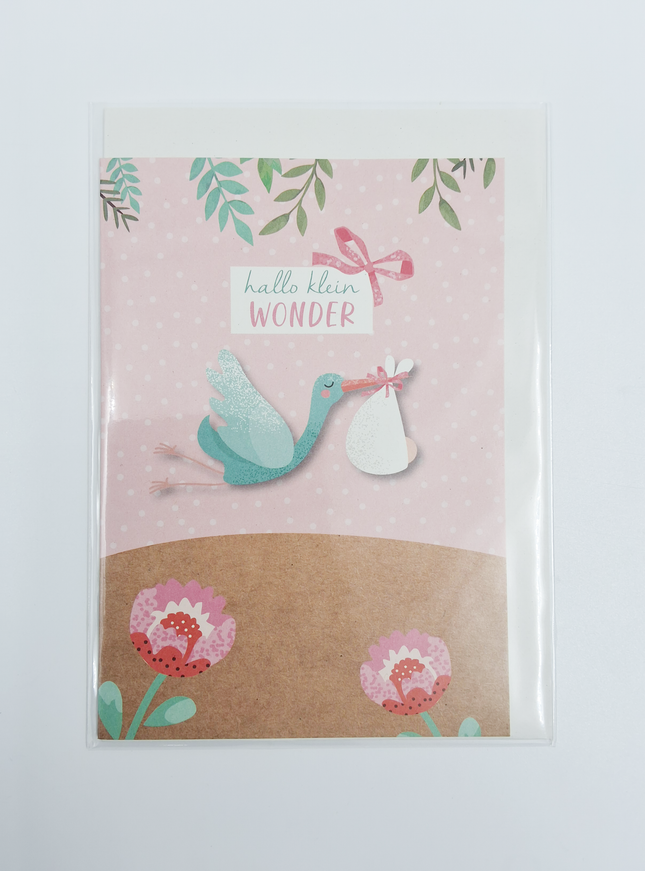 Wenskaart hallo klein wonder meisje