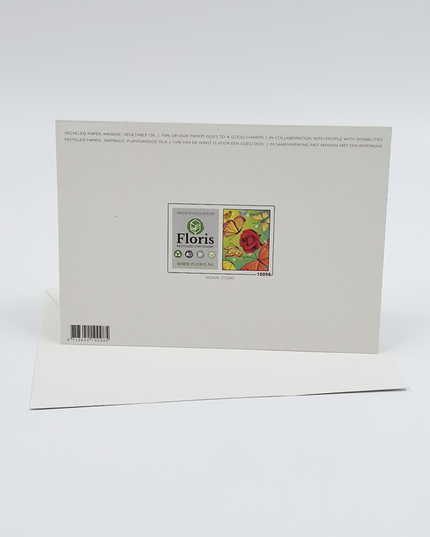 Wenskaart kleurige vlinders met roos