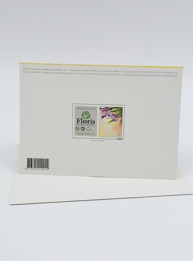 Wenskaart paarse irissen