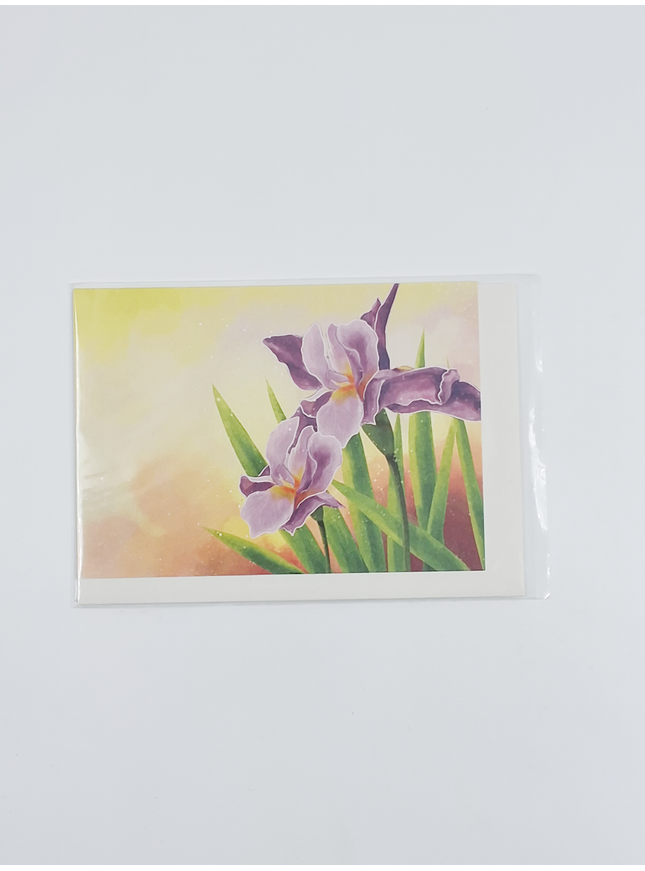 Purple irises greeting card