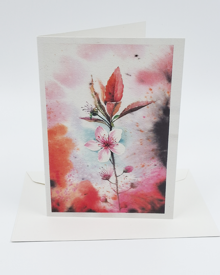 Wenskaart roze kersenbloesem