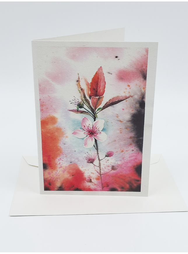 Pink cherry blossom greeting card
