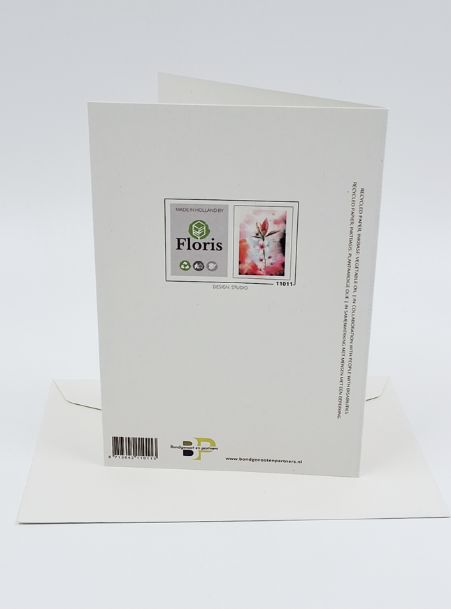 Wenskaart roze kersenbloesem