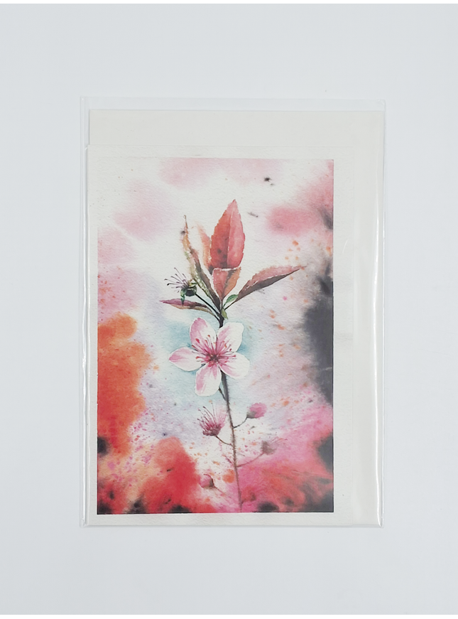 Pink cherry blossom greeting card