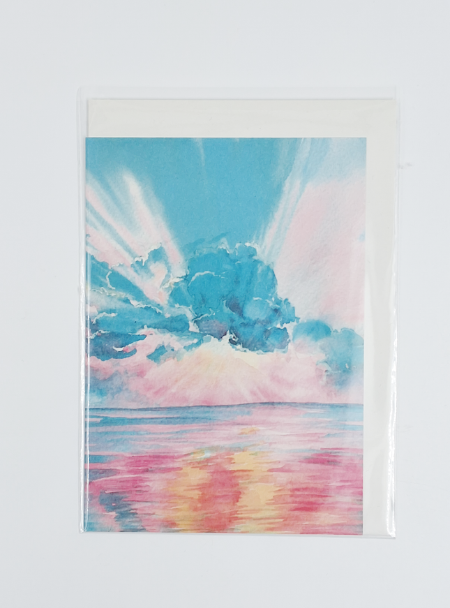 Wenskaart blauwe wolken