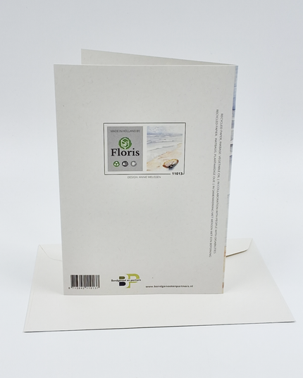 Wenskaart strand met schelp