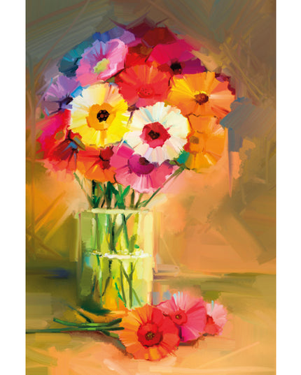 Wenskaart vaas met boeket op tafel