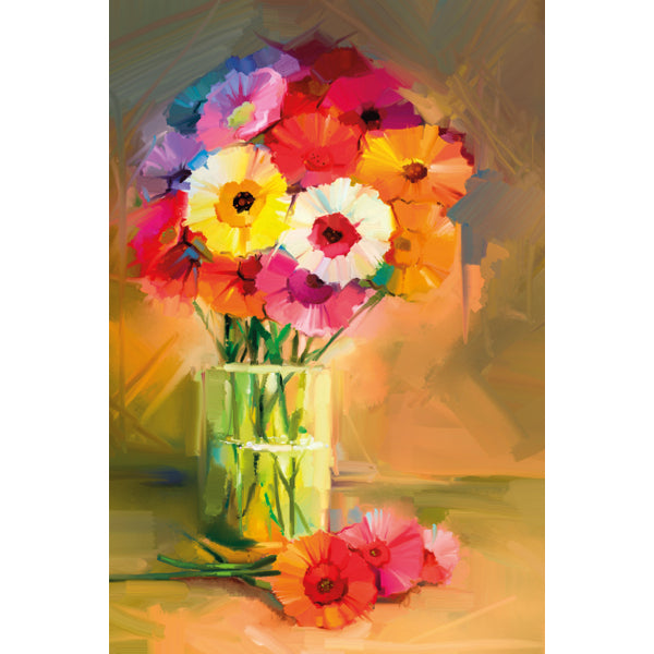 Wenskaart vaas met boeket op tafel