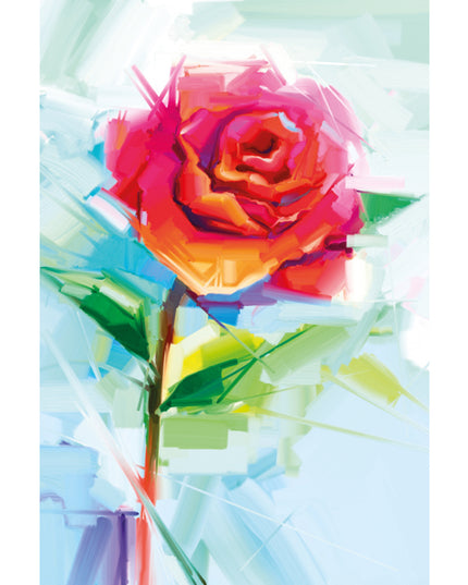 Wenskaart roos op blauwe achtergrond