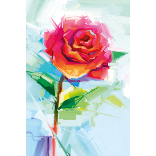 Wenskaart roos op blauwe achtergrond