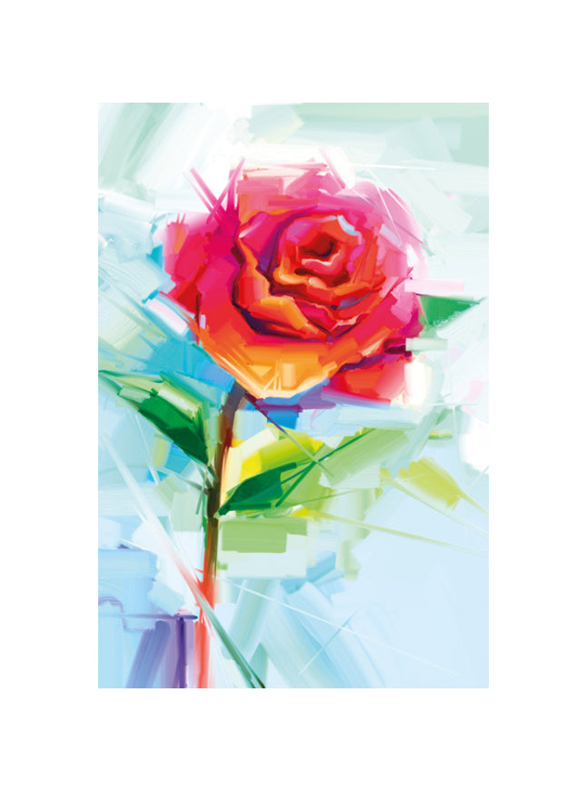 Greeting card rose on blue background