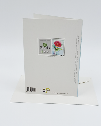 Wenskaart roos op blauwe achtergrond