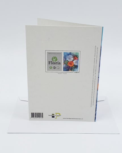 Wenskaart boeket met paarse bloemen