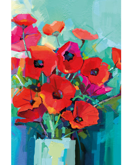 Wenskaart vaas met klaprozen