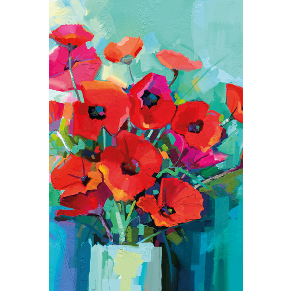 Wenskaart vaas met klaprozen