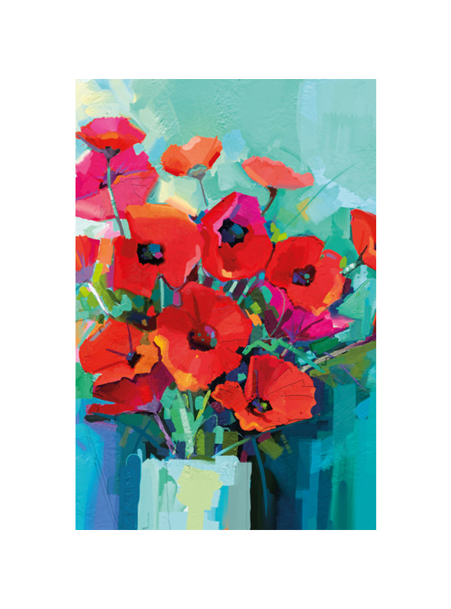 Wenskaart vaas met klaprozen