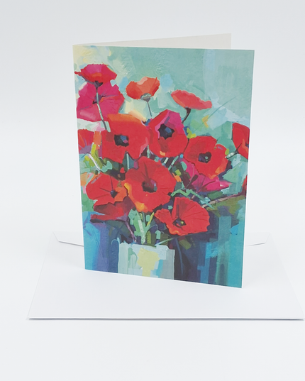 Wenskaart vaas met klaprozen