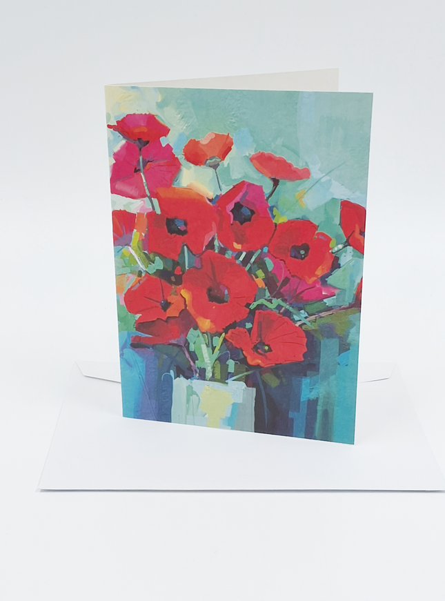 Wenskaart vaas met klaprozen