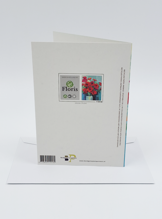 Wenskaart vaas met klaprozen