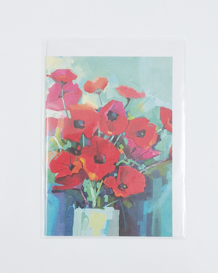 Wenskaart vaas met klaprozen