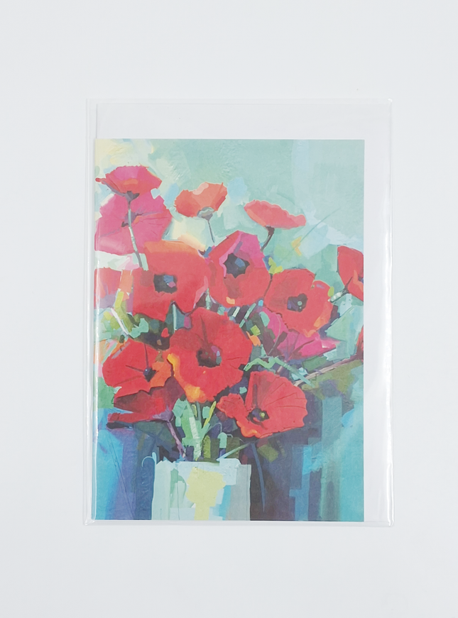 Wenskaart vaas met klaprozen