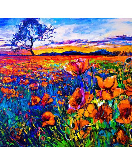 Wenskaart veld met bloemen