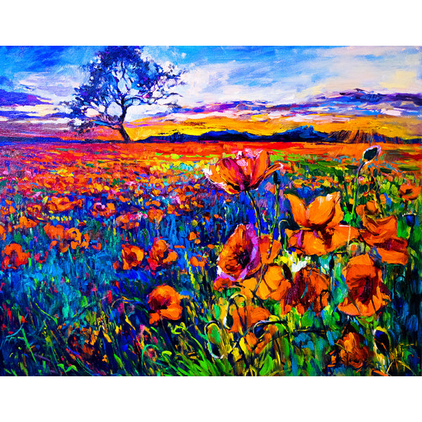 Wenskaart veld met bloemen