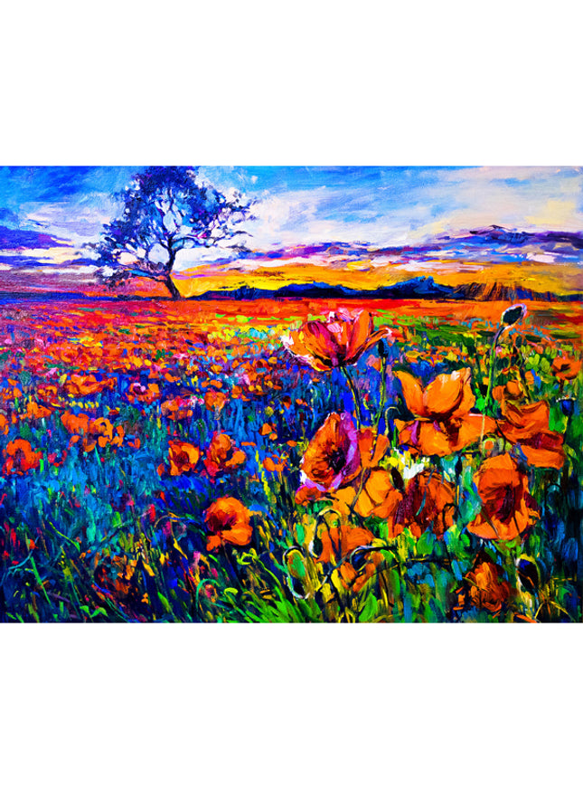 Wenskaart veld met bloemen