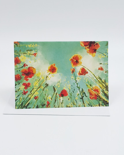 Wenskaart bloemen naar de lucht