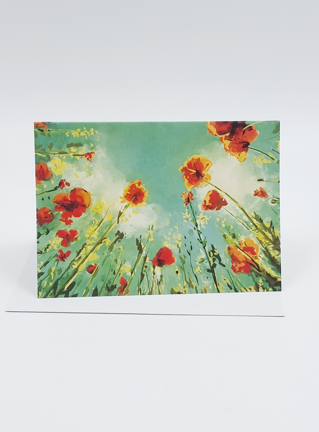 Wenskaart bloemen naar de lucht