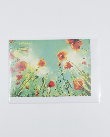 Wenskaart bloemen naar de lucht