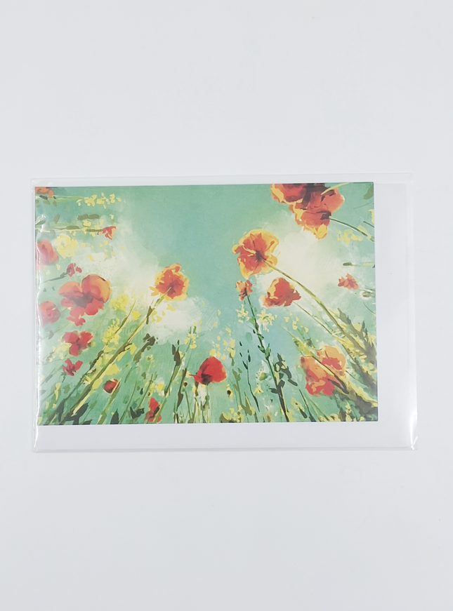 Wenskaart bloemen naar de lucht