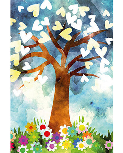 Wenskaart boom met hartjes