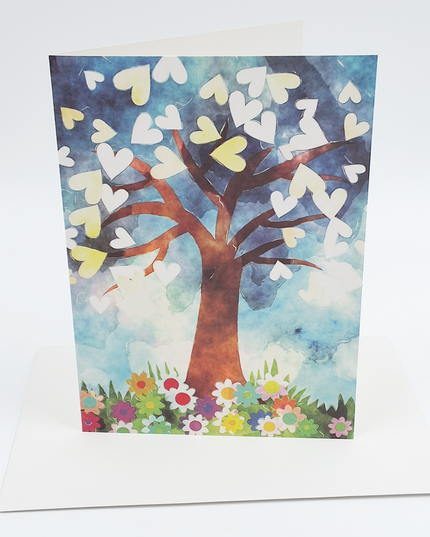 Greeting card tree with hearts (F11027)