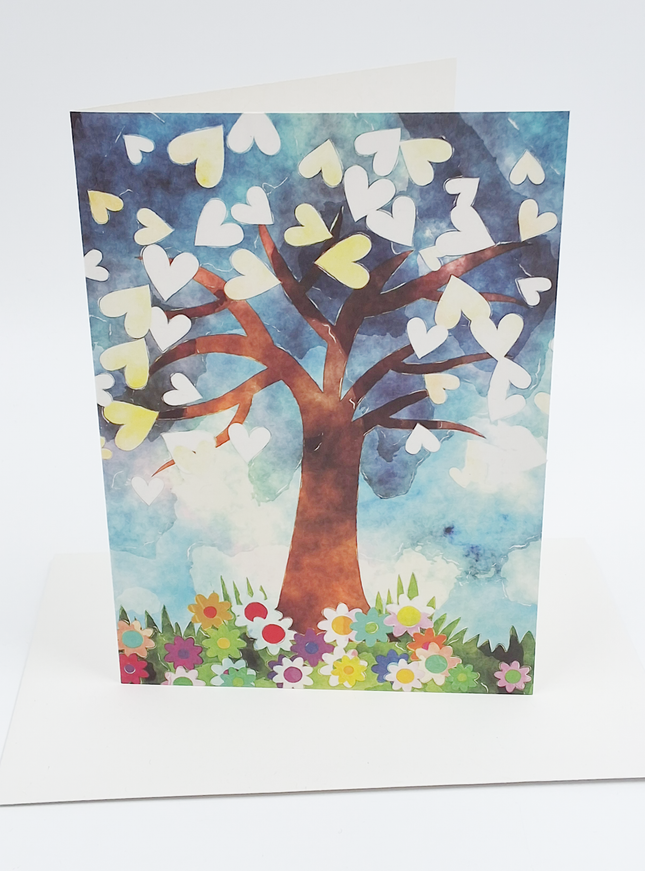 Wenskaart boom met hartjes (F11027)