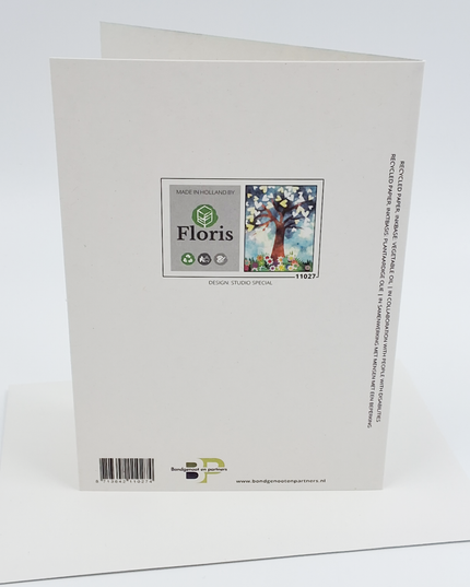 Greeting card tree with hearts (F11027)