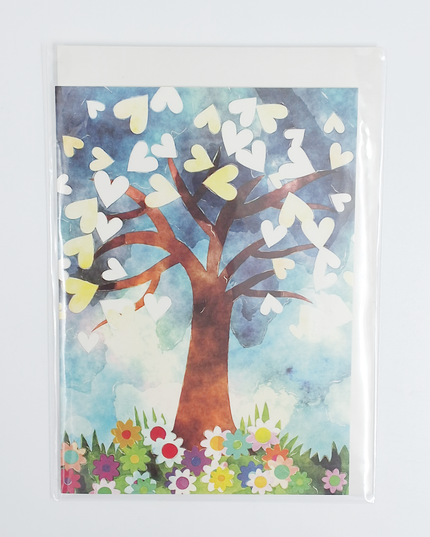 Greeting card tree with hearts (F11027)
