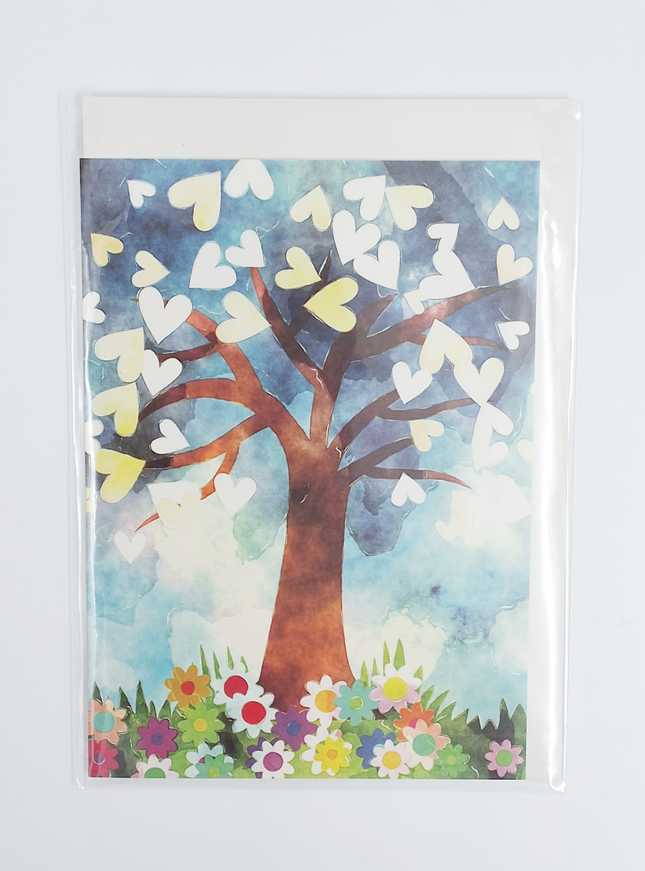 Wenskaart boom met hartjes (F11027)