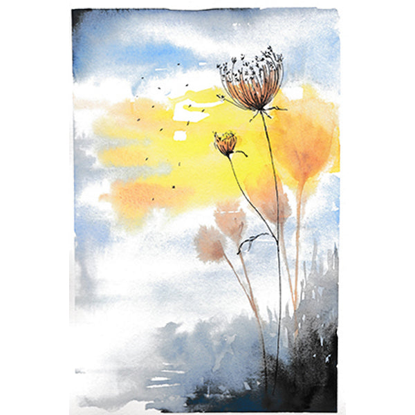 Wenskaart riet en zonlicht