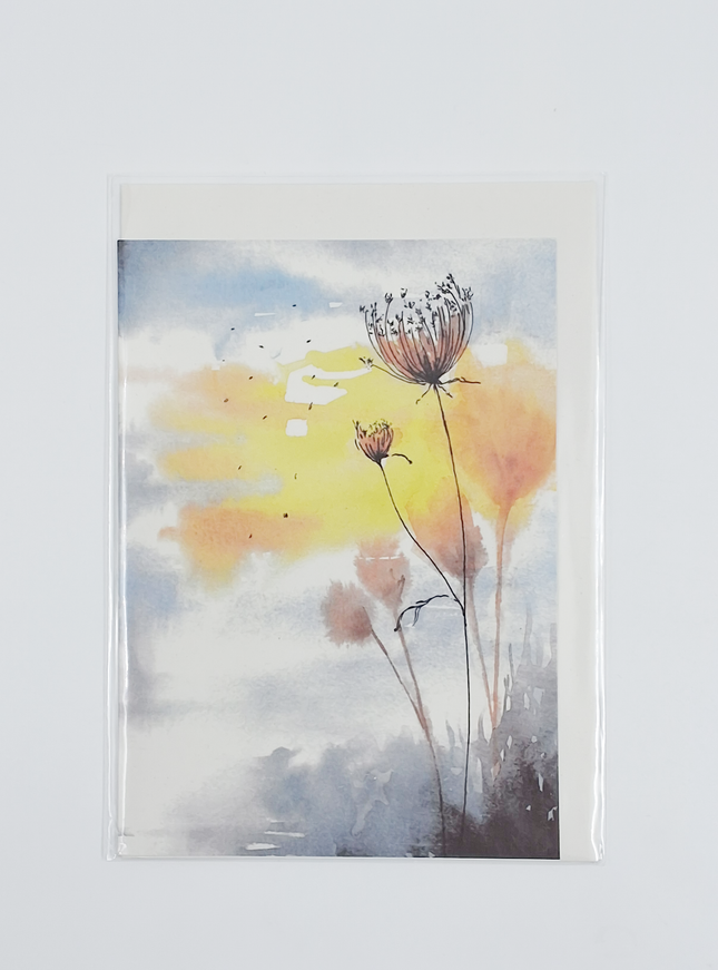 Wenskaart riet en zonlicht