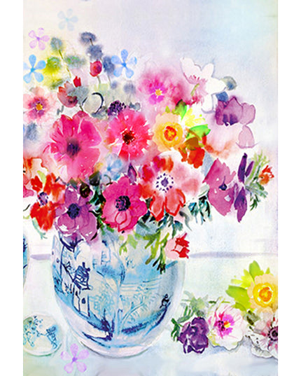 Wenskaart vaas met bloemen