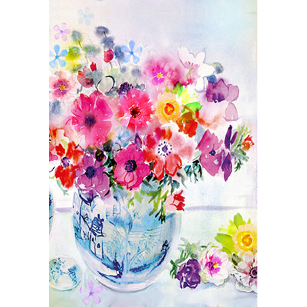 Wenskaart vaas met bloemen