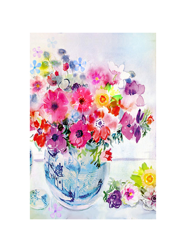 Wenskaart vaas met bloemen