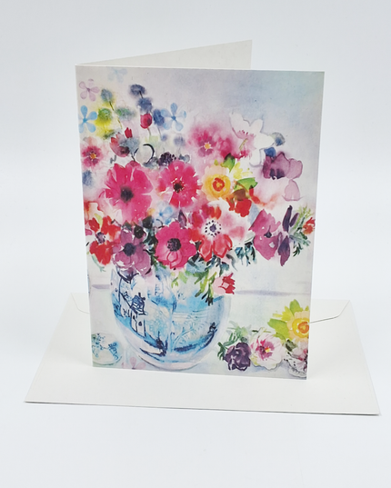 Wenskaart vaas met bloemen