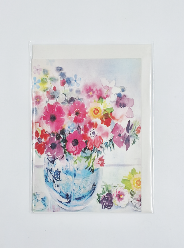 Wenskaart vaas met bloemen