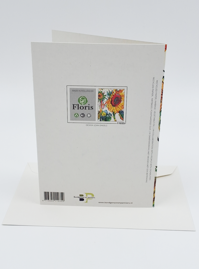 Wenskaart zonnebloem