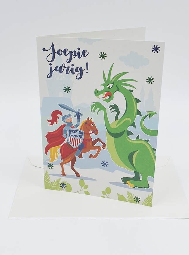 Wenskaart ridder en draak